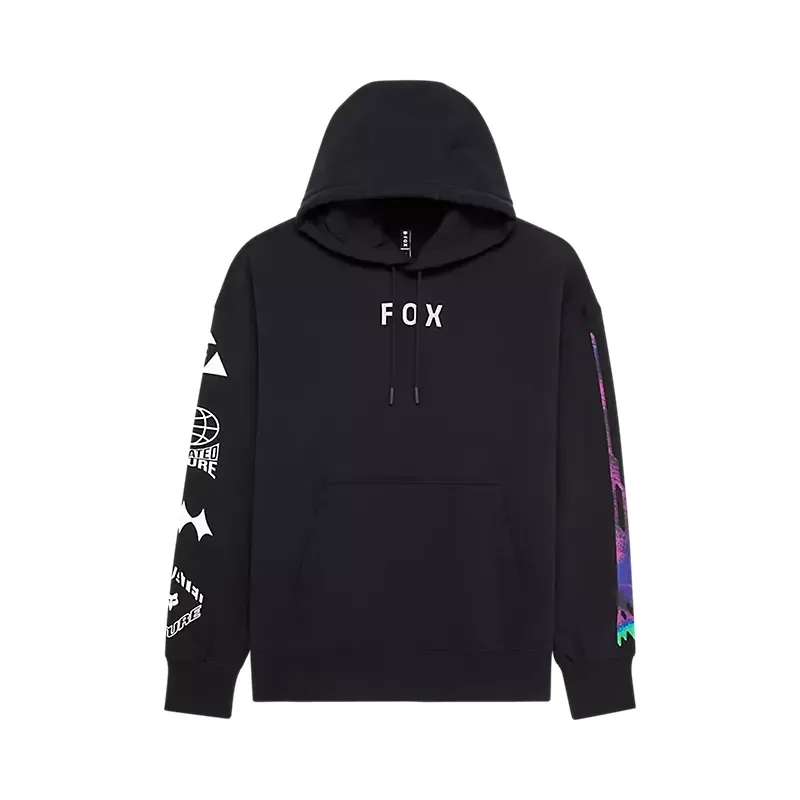 Fox Image Cosmo Oversized Pullover Hoodie in Black