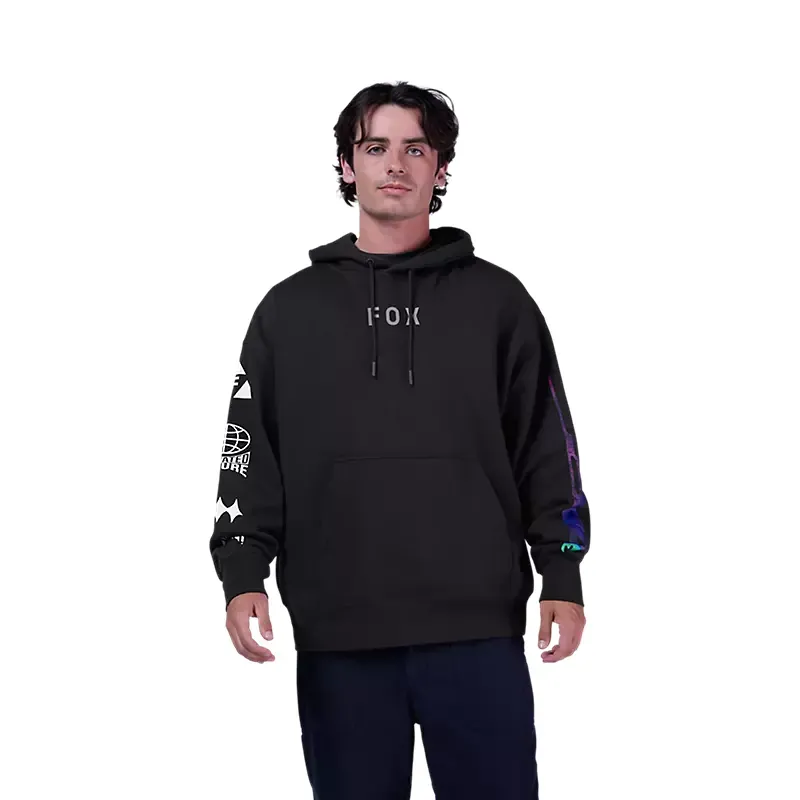 Fox Image Cosmo Oversized Pullover Hoodie in Black-2