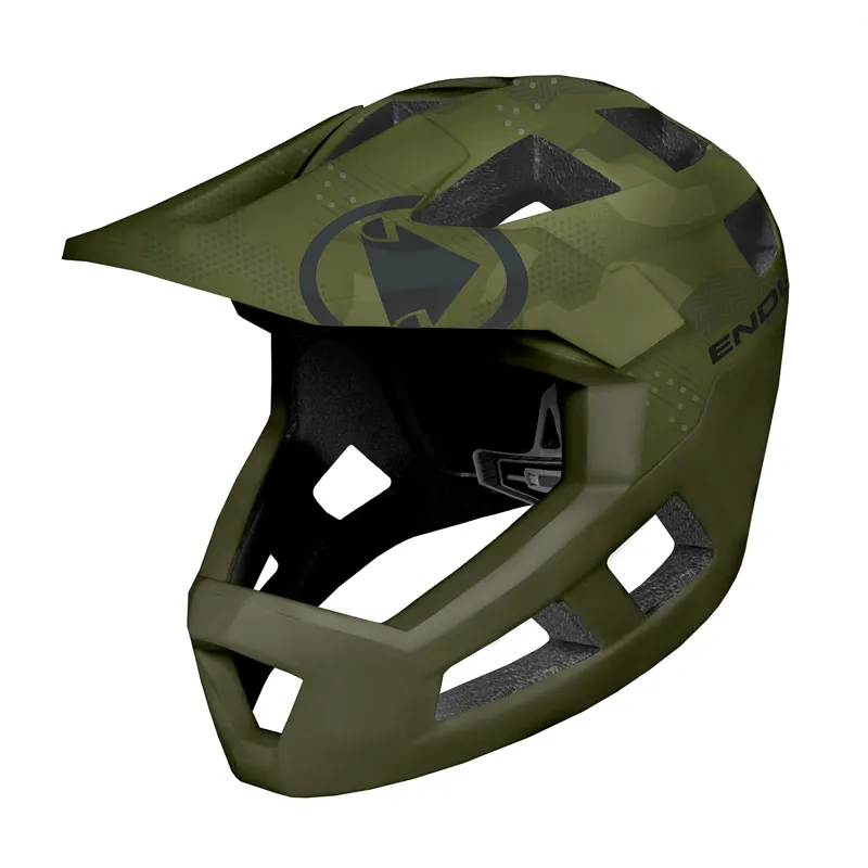 Endura SingleTrack Youth Full Face Helmet in Olive Green