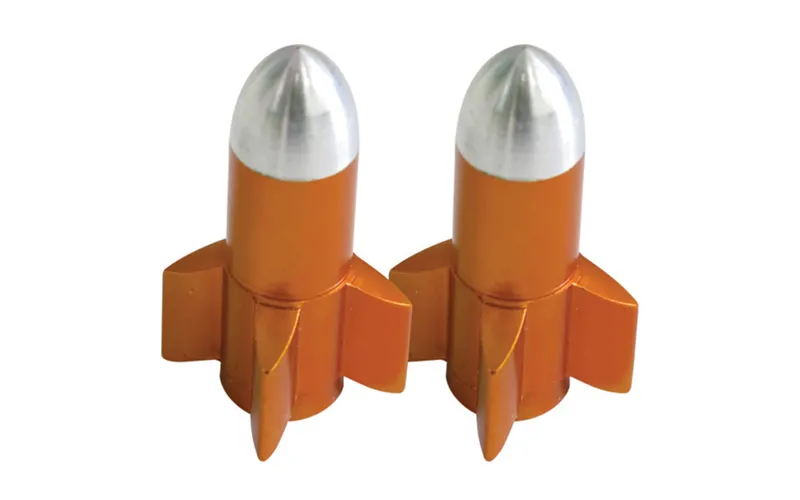 Savage Rocket Schrader Valve Caps Orange