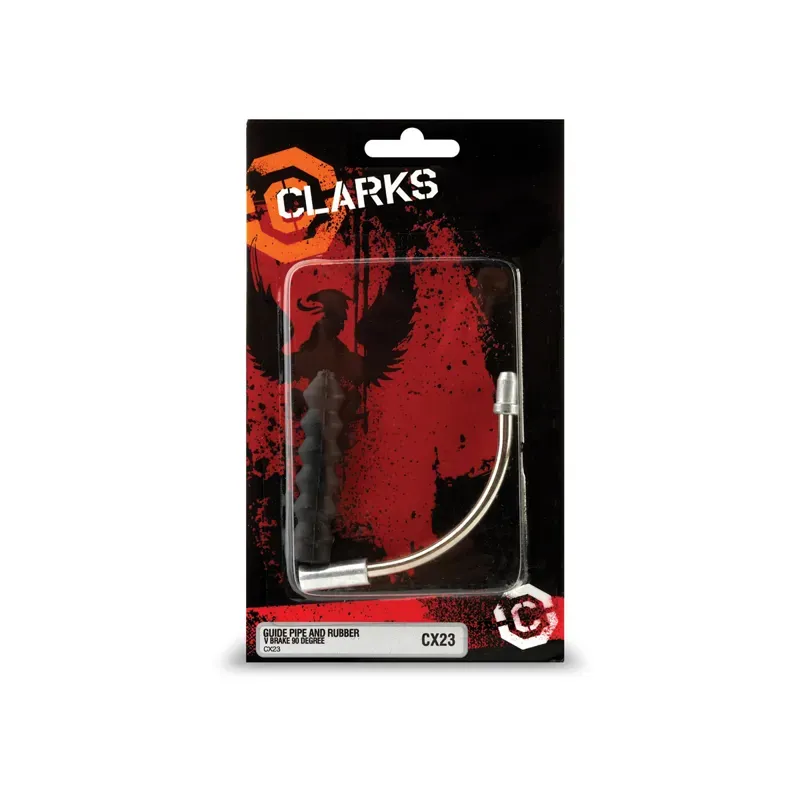Clarks V-Brake 90 Degree Bend Guide Pipe w/Rubber Boot in Silver