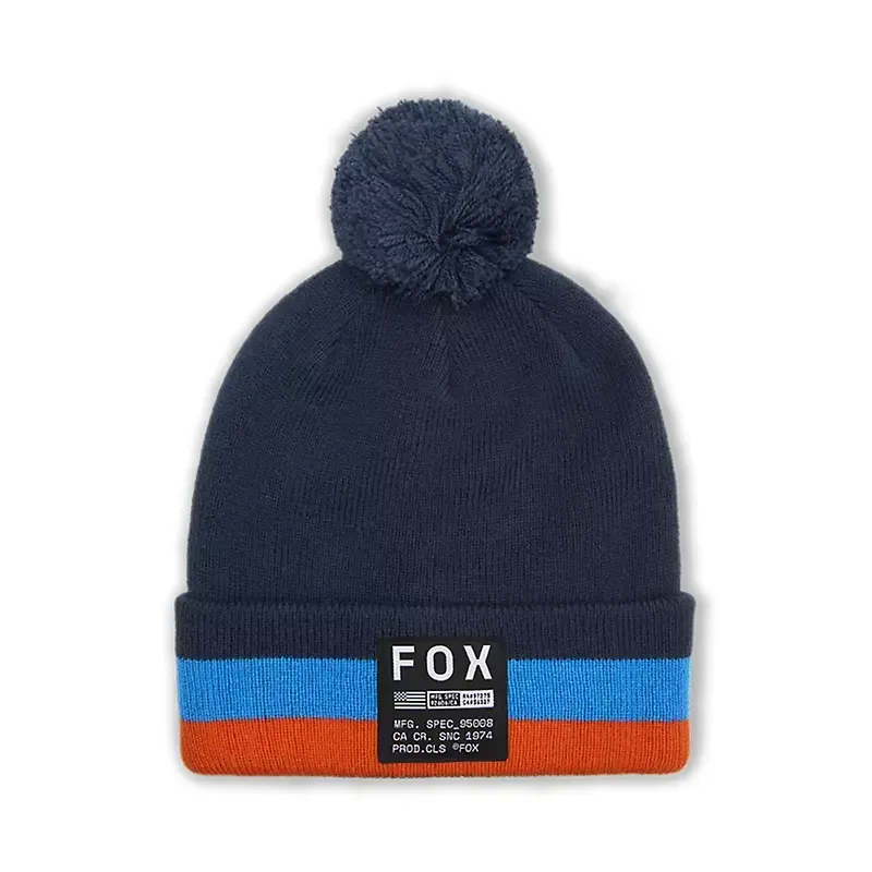 Fox Fracture Pom Beanie in Midnight Blue