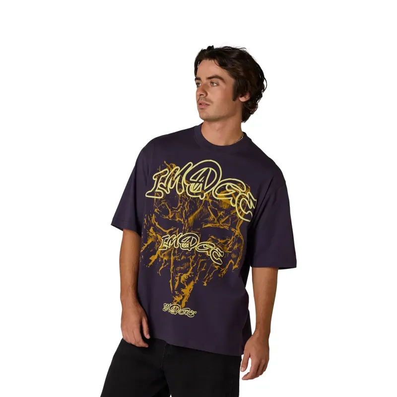 Fox Image Print Midweight Oversized T-Shirt in Plum Perfect-1