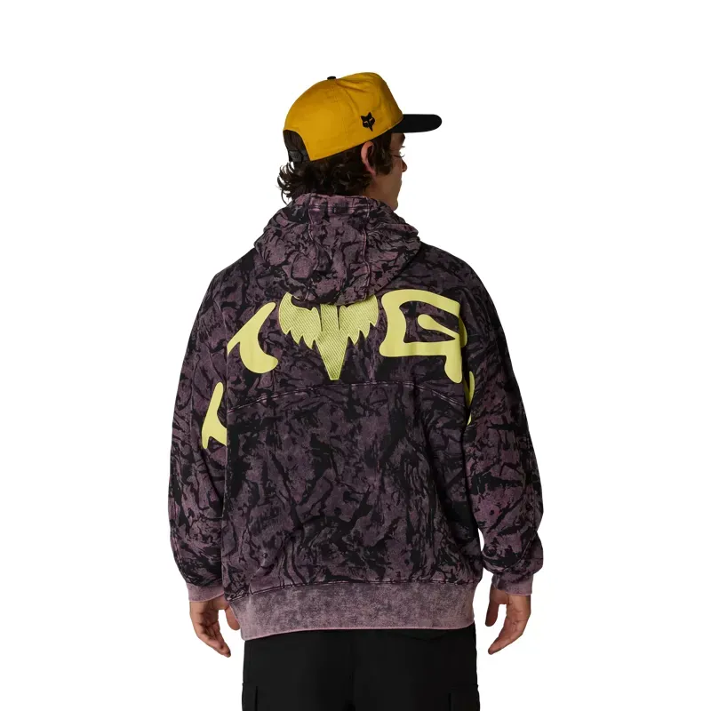 Fox Image Print Pullover Hoodie in Plum Perfect-3