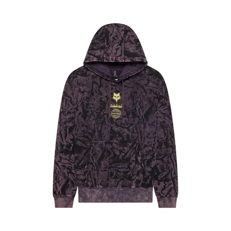 Fox Image Print Pullover Hoodie in Plum Perfect