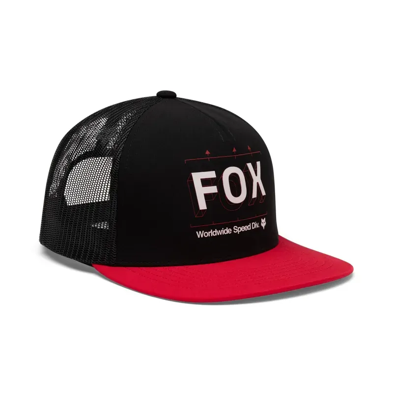 Fox Image Print Snapback Trucker Hat in Black