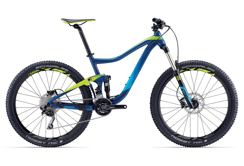 blue and yellow mountain bike