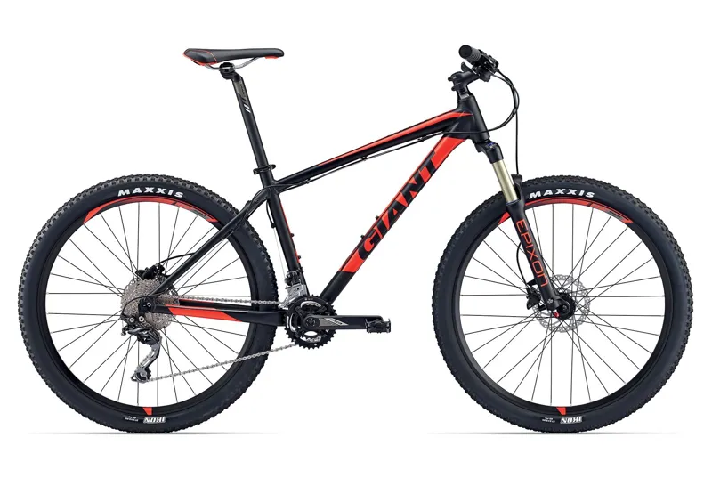 giant red and black bike