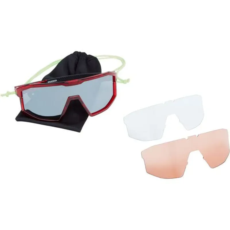 Madison Enigma Cycling Glasses Crystal Red with Blk Mirror 3 Lens Pack-4