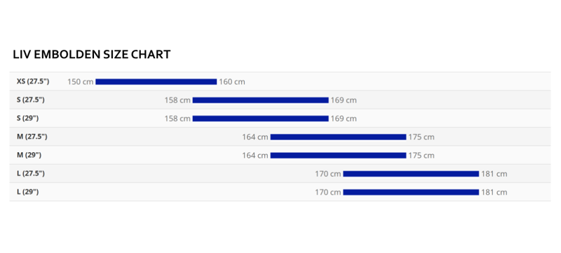 Liv Embolden Size Chart