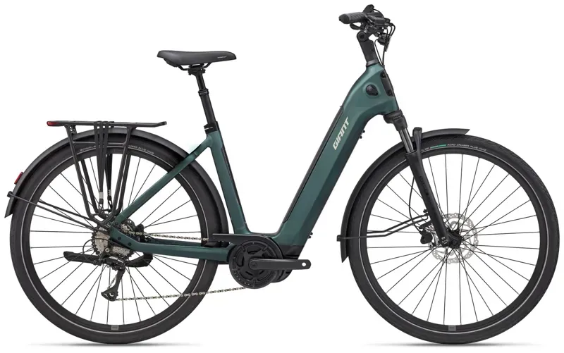 Giant NewTour E+ 3 Low Step Electric Hybrid Bike in Kelp/Forest