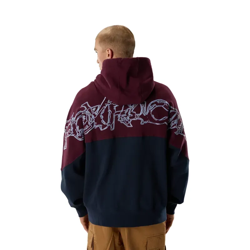 Fox Abyss Fleece Pullover Hoodie in Dark Maroon-4