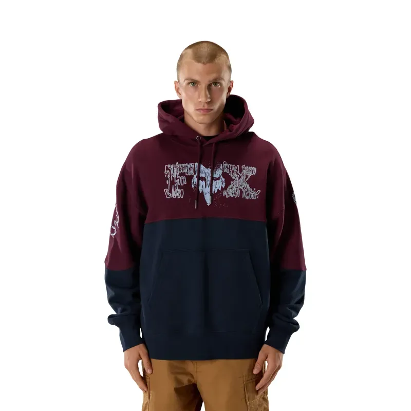 Fox Abyss Fleece Pullover Hoodie in Dark Maroon-2