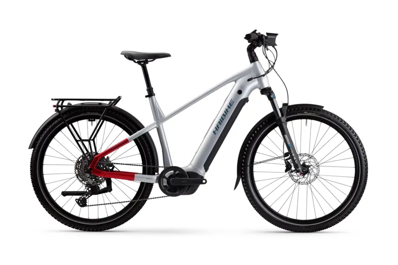 Haibike Trekking 7 Electric Hybrid Bike Soft Grey / Red / Blue