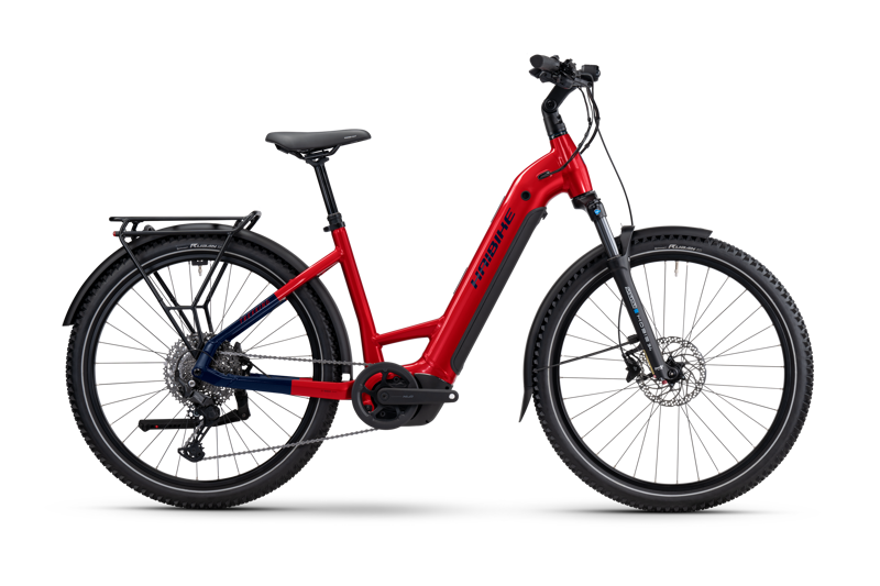 Haibike Trekking 7 Low Electric Trekking Bike in Dynamite Red / Blue
