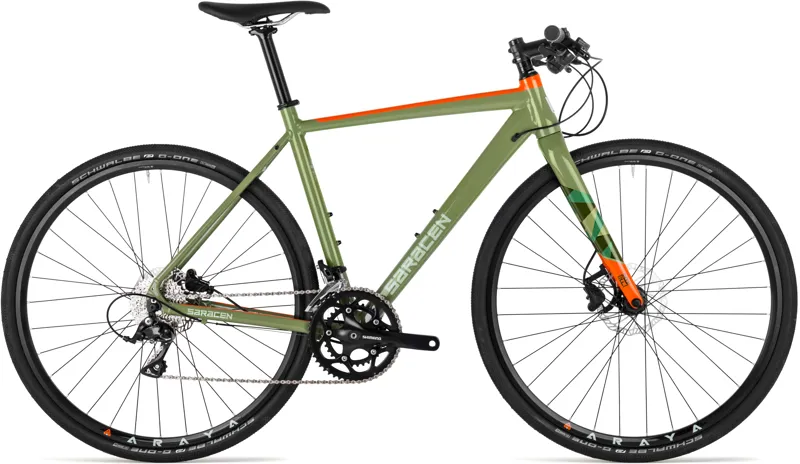 Saracen Hack Flat Bar Gravel Bike 2019 Green / Orange