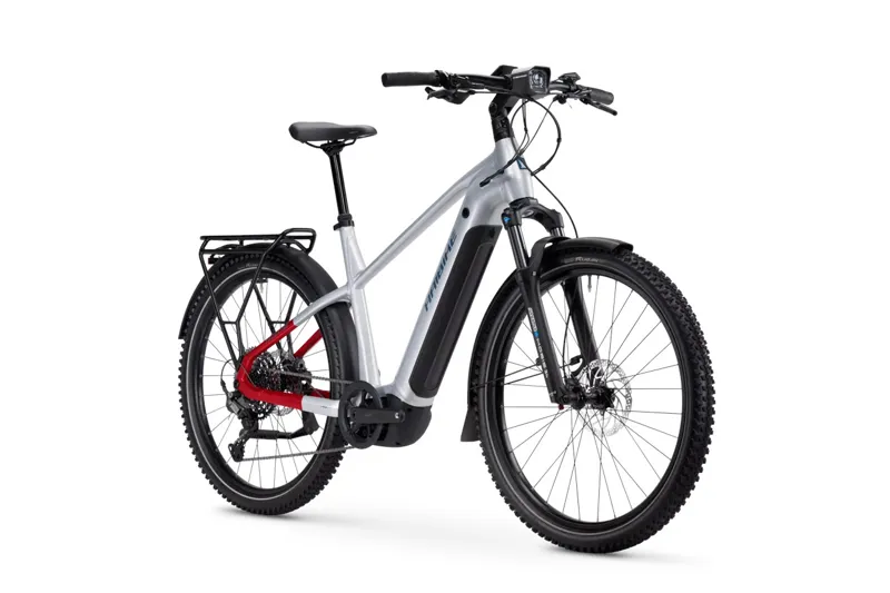 Haibike Trekking 7 Electric Hybrid Bike Soft Grey / Red / Blue-1