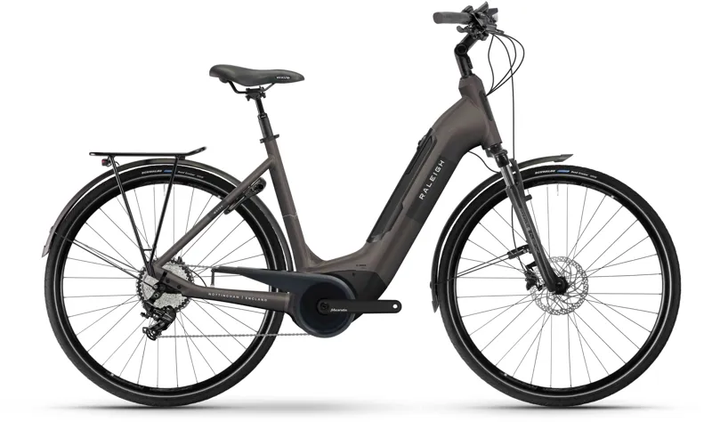 Raleigh Motus Tour LTD Lowstep Electric Hybrid Bike Coffee / Grey