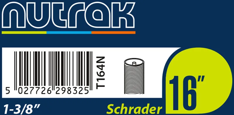 Nutrak 16 x 1 3/8th Inch Schrader Inner Tube