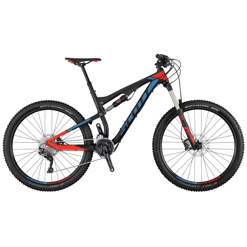 red and black scott mountain bike