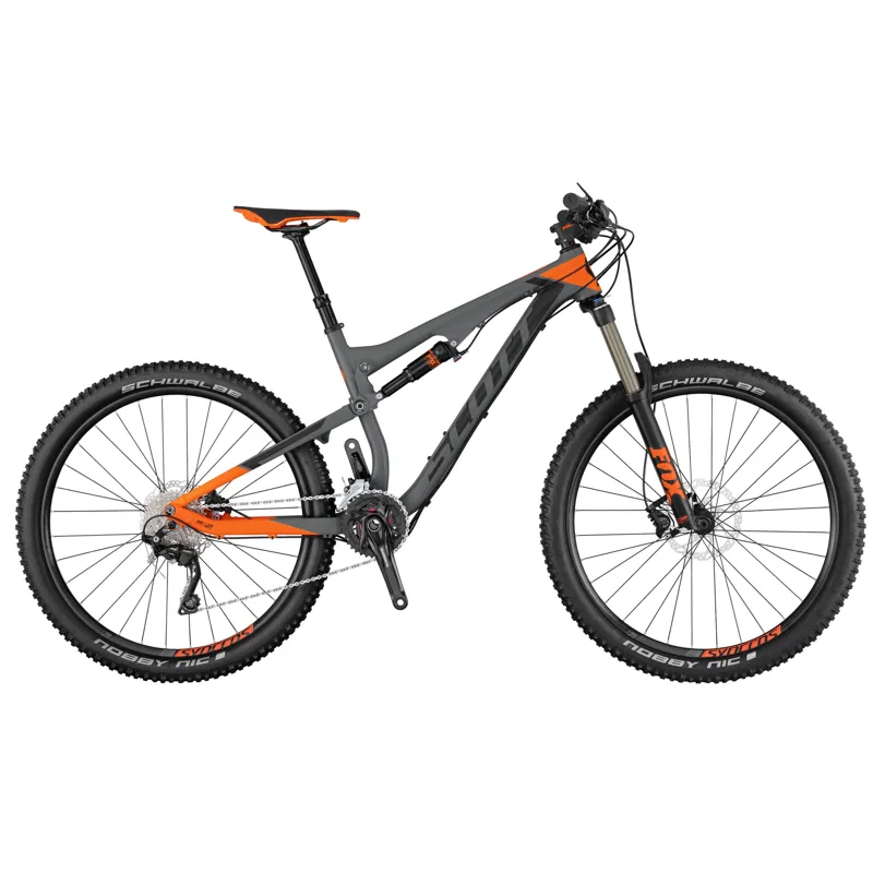 black and orange scott mountain bike