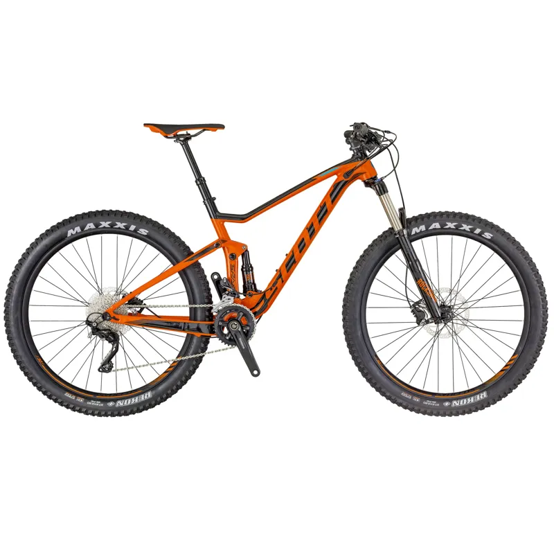 black and orange scott mountain bike