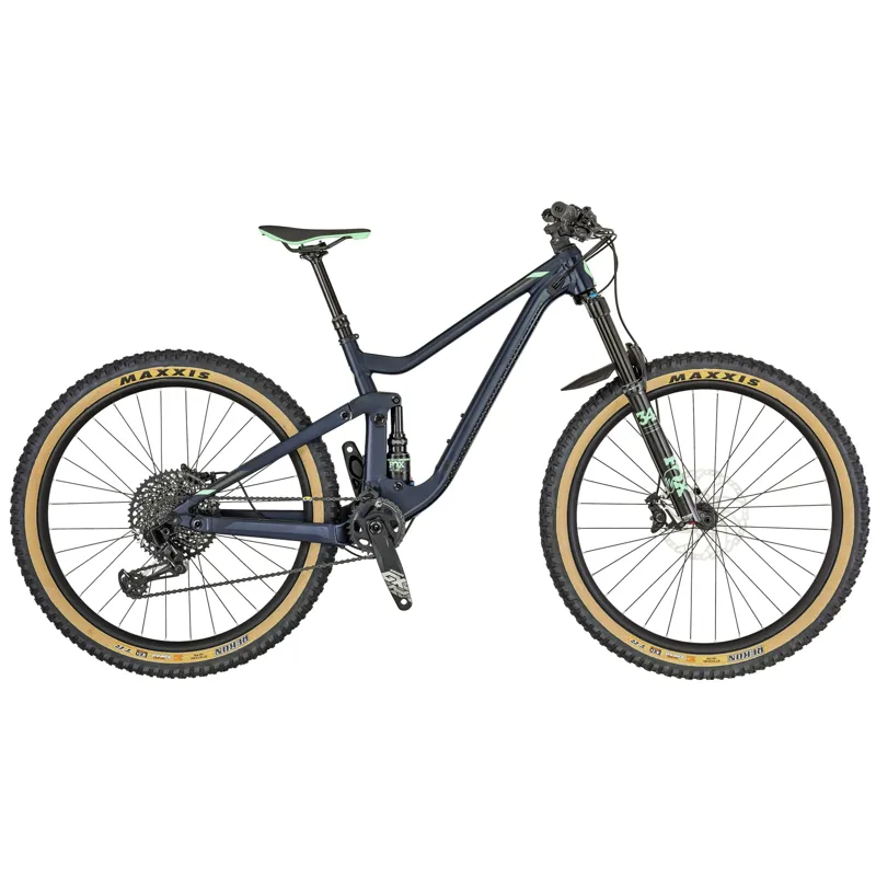 dark blue mountain bike