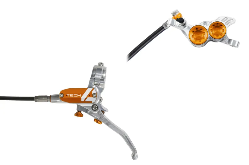 Hope Tech 4 V4 Hydraulic Disc Brake Silver / Orange Rear Left