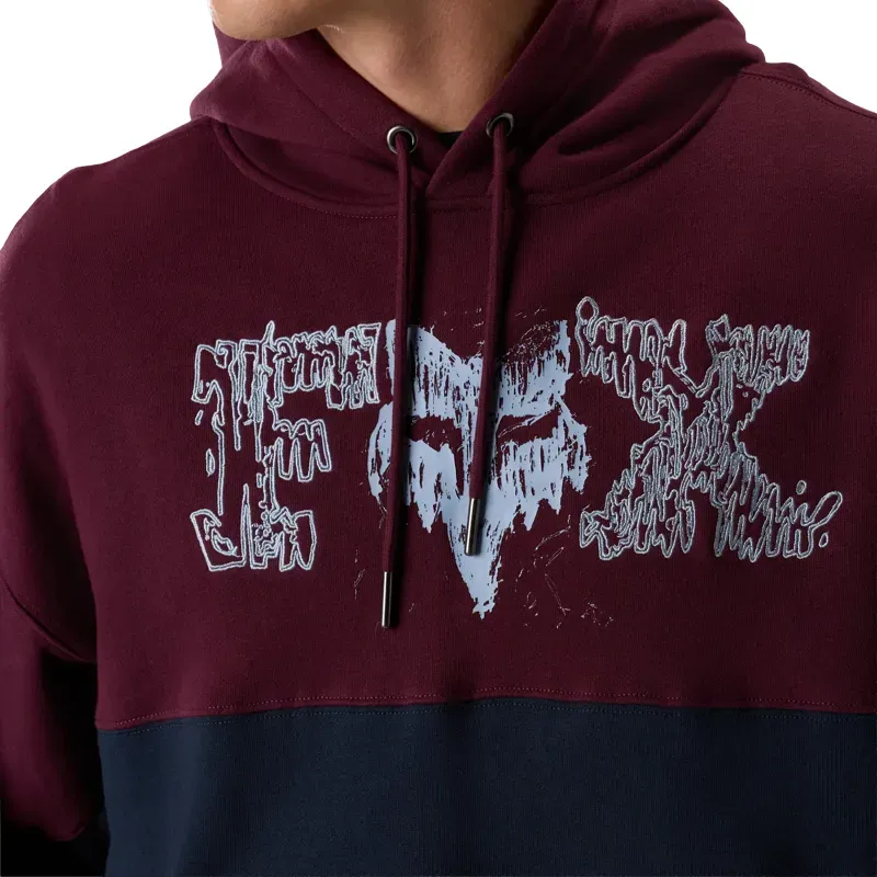 Fox Abyss Fleece Pullover Hoodie in Dark Maroon-6